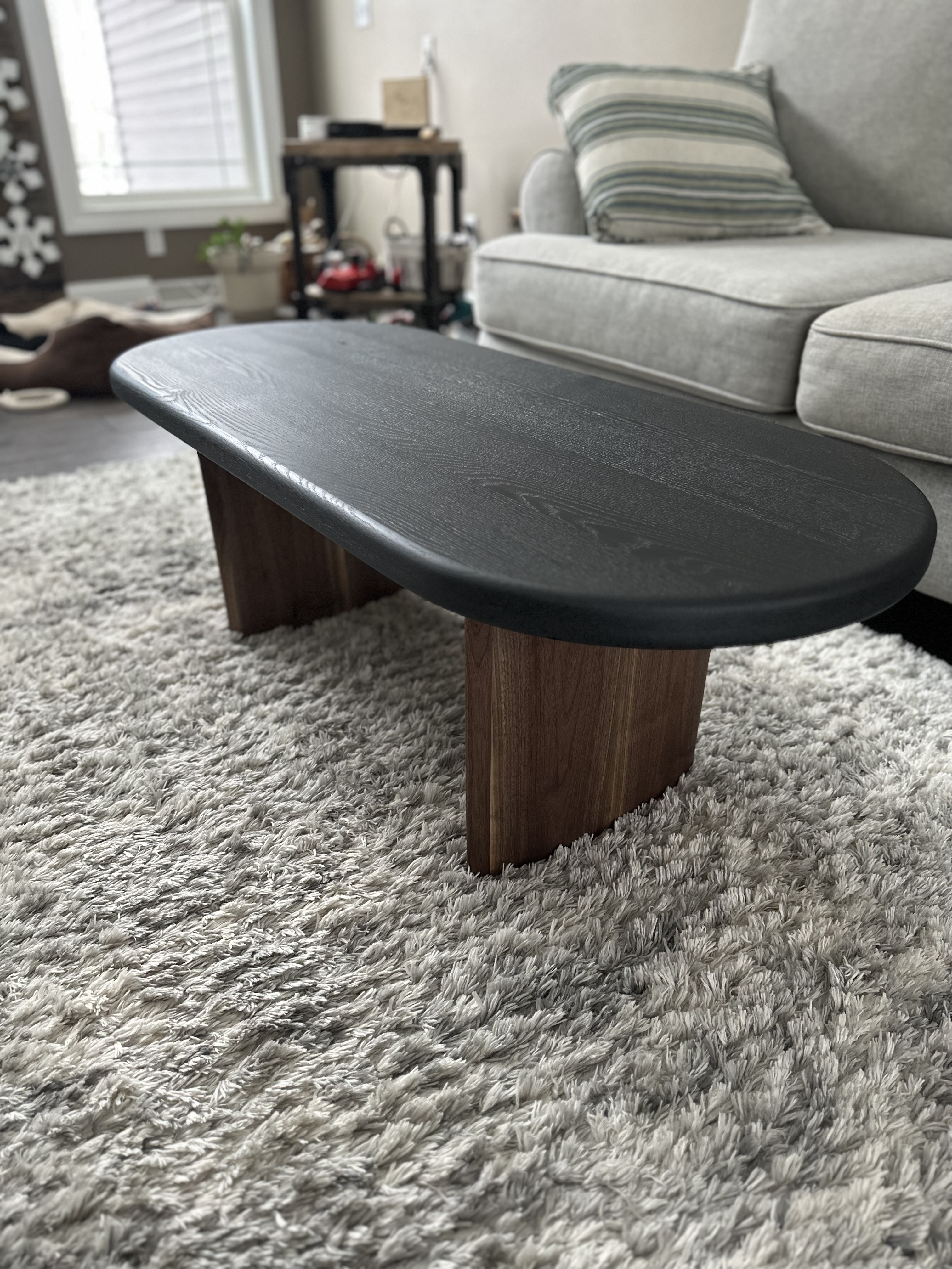 Stained Oak & Walnut Modern Coffee Table